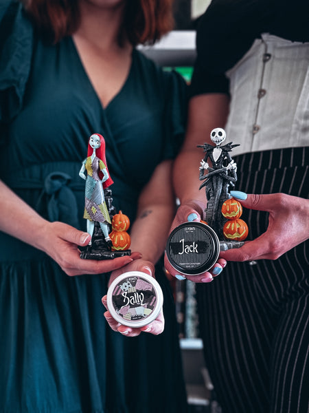 Jack & Sally - NBX Inspired Soy Candle - Scent: Sugar & Spice / Peppermint Candy Apple - Tin Duo