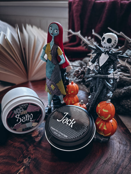 Jack & Sally - NBX Inspired Soy Candle - Scent: Sugar & Spice / Peppermint Candy Apple - Tin Duo