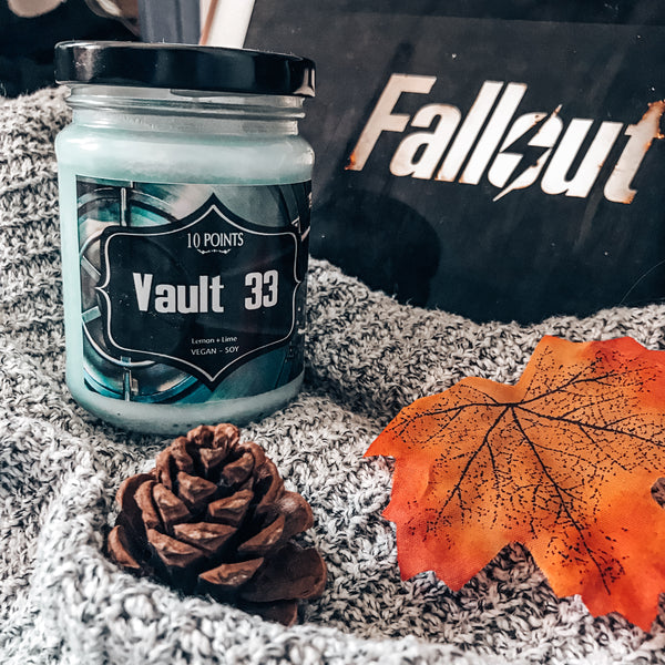 VAULT 33 - Fallout Inspired Soy Candle Scent Notes: Lemon + Lime