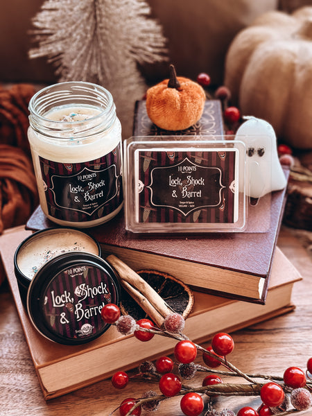 Lock, Shock & Barrel - NBX Inspired Soy Candle Scent Notes: Sugar + Spice