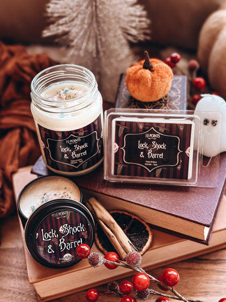 Lock, Shock & Barrel - NBX Inspired Soy Candle Scent Notes: Sugar + Spice