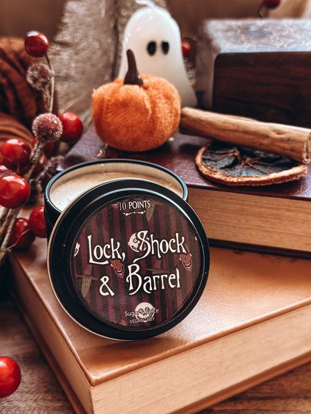 Lock, Shock & Barrel - NBX Inspired Soy Candle Scent Notes: Sugar + Spice