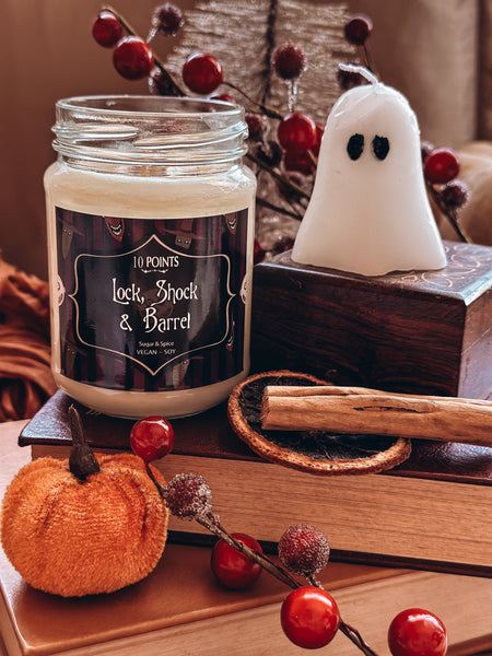 Lock, Shock & Barrel - NBX Inspired Soy Candle Scent Notes: Sugar + Spice