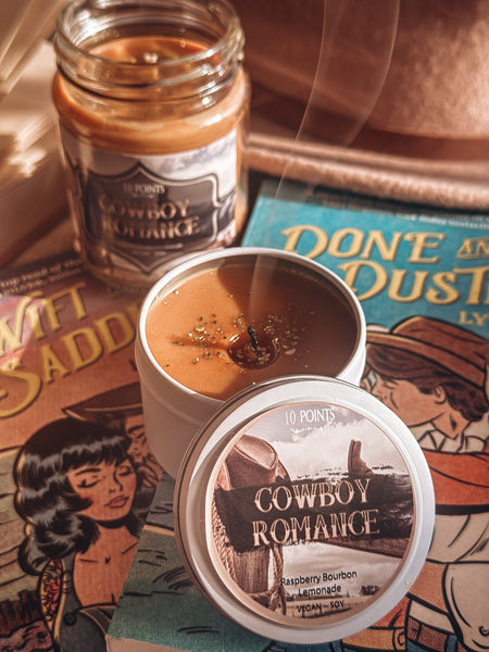 COWBOY ROMANCE  - Bookish Inspired Soy Candle Scent Notes: Raspberry Bourbon Lemonade