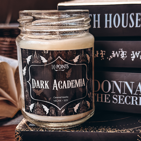 DARK ACADEMIA - Bookish Inspired Soy Candle Scent Notes: Caramel Vanilla