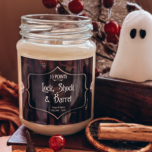 Lock, Shock & Barrel - NBX Inspired Soy Candle Scent Notes: Sugar + Spice